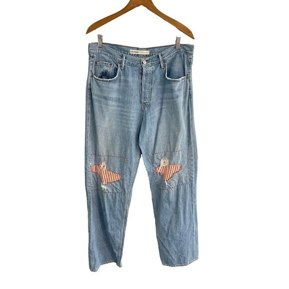Grlfrnd 30 Jeans The Bella Low Rise Boyrfriend Patchwork Straight Baggy Fit - Picture 1 of 10